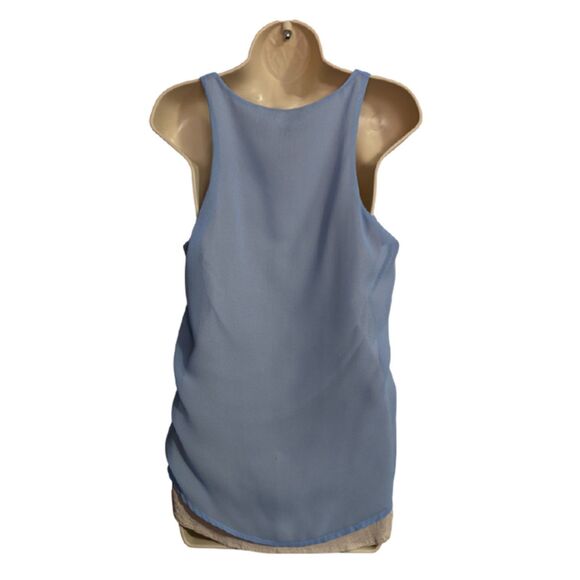 Eclair Blue Sheer Layer With Taupe Inner Layer Scoop Neck Tank Top Size M - Picture 6 of 9